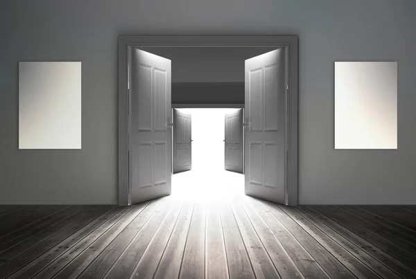 Dörrar öppnas för att avslöja ljus — Stockfoto