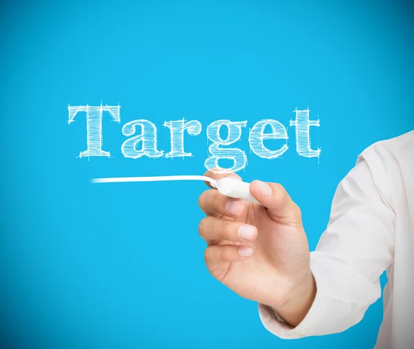 Businesswoman writing target with a chalk — Stock Photo, Image