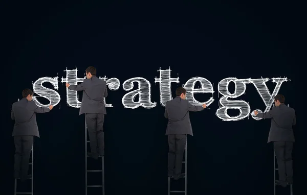 Multiple image of a businessman writing strategy — Stock Photo, Image