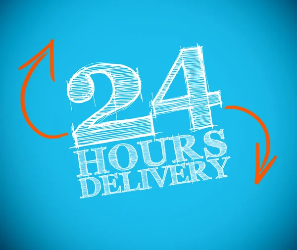 24 timmars leveranstid ritning med orange pilar — Stockfoto