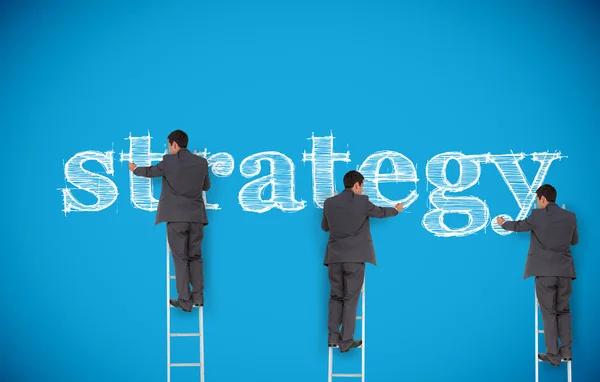 Multiple image of businessman writing strategy — Stock Photo, Image