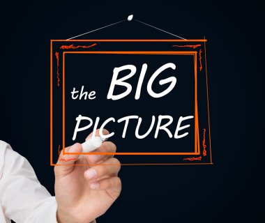 Businessman drawing frame with the big picture text in it clipart