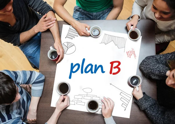 Plan b written on a poster with drawings of charts — Stock Photo, Image