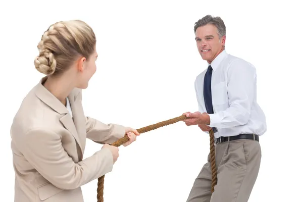 Business competing in pulling rope — Stock Photo, Image