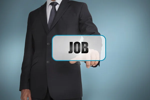 Businessman touching tag with job written on it — Stock Photo, Image