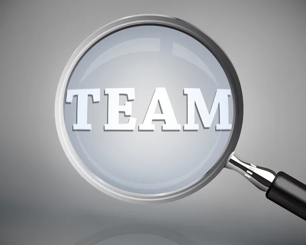 Magnifying glass showing team word in white — Stock Photo, Image