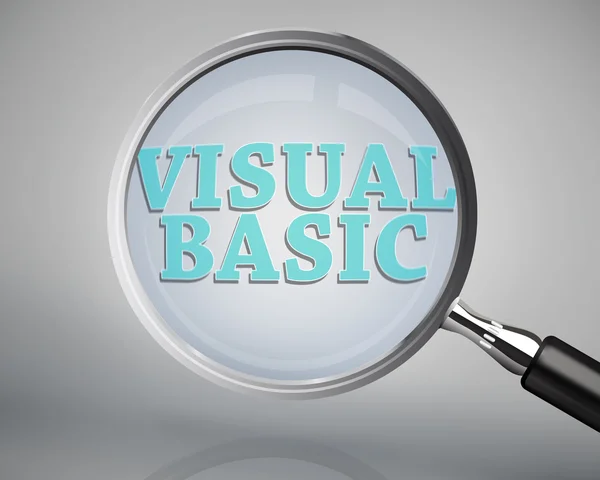Visual basic の単語を示す虫眼鏡 — ストック写真