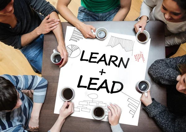 Learn plus lead written on a poster with drawings of charts — Stock Photo, Image