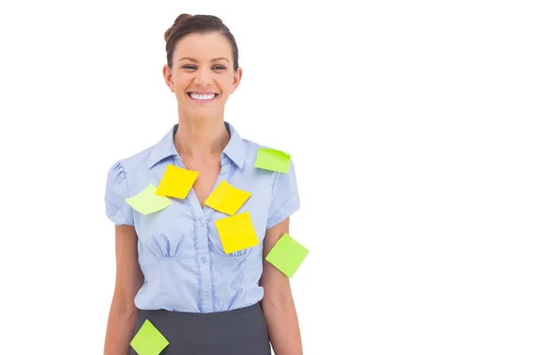 Businesswoman with adhesive notes — Stock Photo, Image