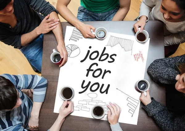 Θέσεις εργασίας για σας γραμμένο σε μια αφίσα με σχέδια από διαγράμματα — Φωτογραφία Αρχείου