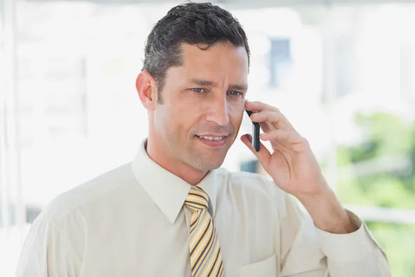 Lachende zakenman aan de telefoon — Stockfoto