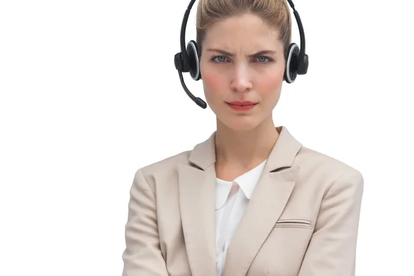 Frowning call center agent — Stock Photo, Image