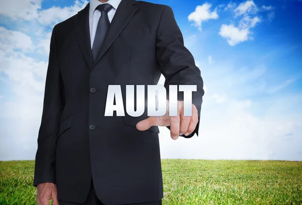 Businessman selecting audit word