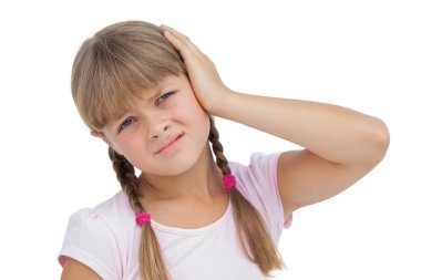 Little girl suffering from earache clipart