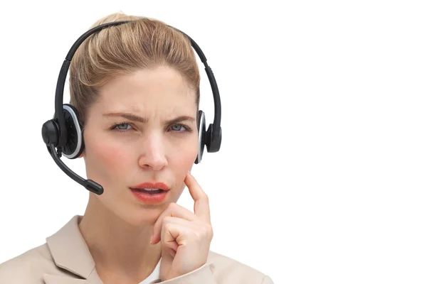 Agente de call center confuso — Fotografia de Stock