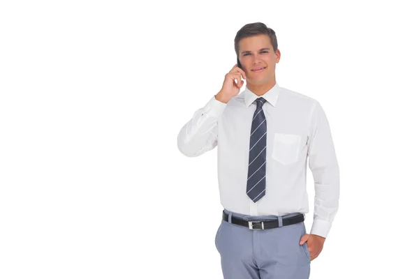 Gelukkige zakenman aan de telefoon — Stockfoto