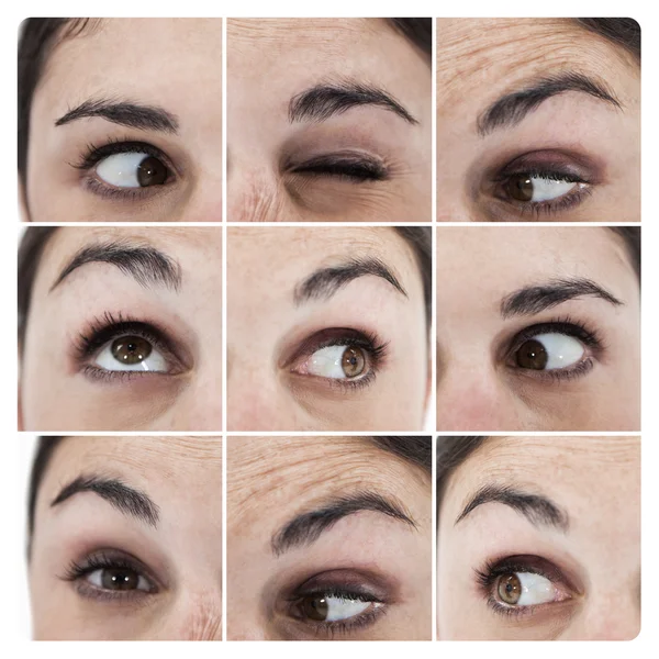 Collage of various pictures showing the eyes of a woman — Stock Photo, Image