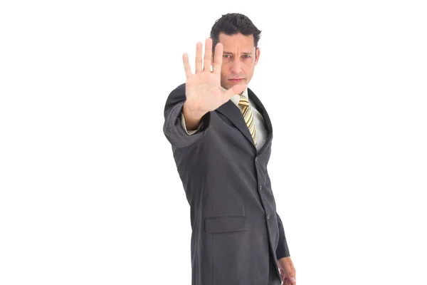 Businessman with raised hand — Stock Photo, Image