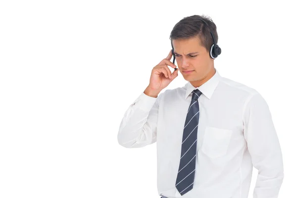 Call centre agent using headset — Stock Photo, Image