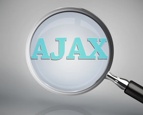Magnifying glass showing ajax word — Stock Photo, Image
