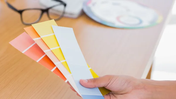 Hand holding colour charts — Stock Photo, Image