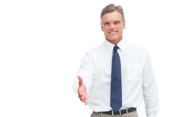 Smiling mature businessman ready to shake hand — Stock Photo, Image