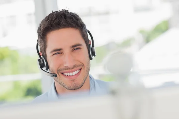 Happy designer having an online communication — Stock Photo, Image