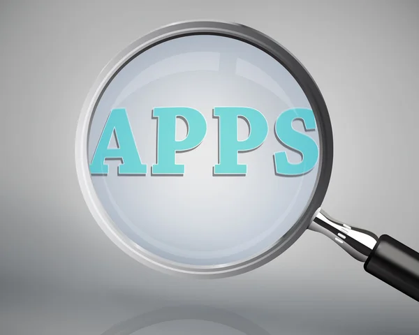 Magnifying glass showing apps word — Stock Photo, Image