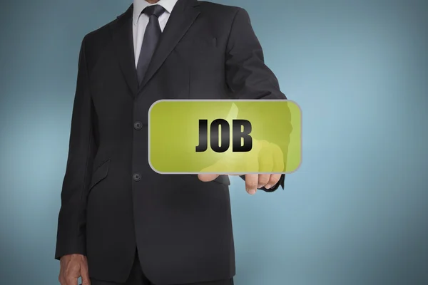 Businessman selecting green label with job written on it — Stock Photo, Image