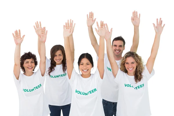 Group of volunteers raising arms — Stock Photo, Image