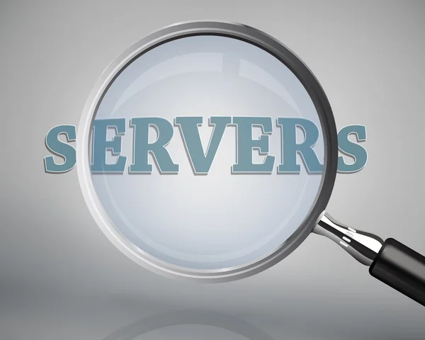 Vergrootglas tonen servers woord — Stockfoto