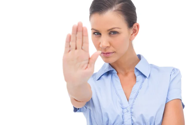 Businesswoman showing stop with hand — Stock Photo, Image