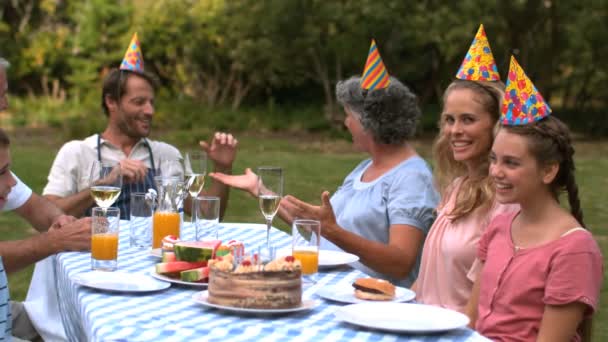 Family celebrating a birthday — Stock Video