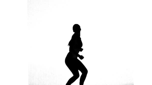 Silhouet van de vrouw uit te werken op witte achtergrond — Stockvideo