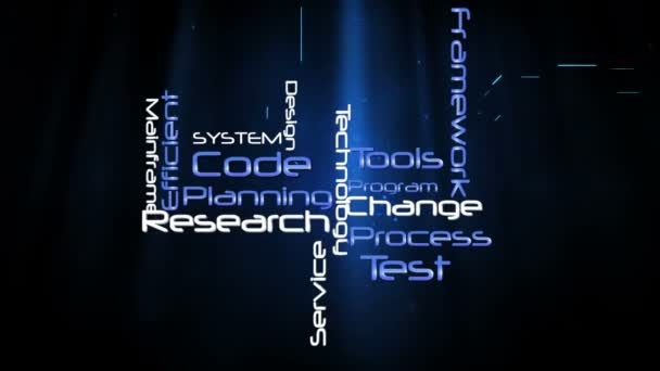 Animación de diferentes términos tecnológicos — Vídeo de stock