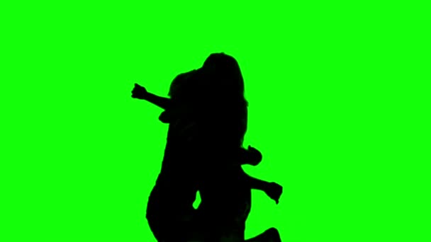 Yeşil ekranda tekrar çift toplantının Silhouettes — Stok video
