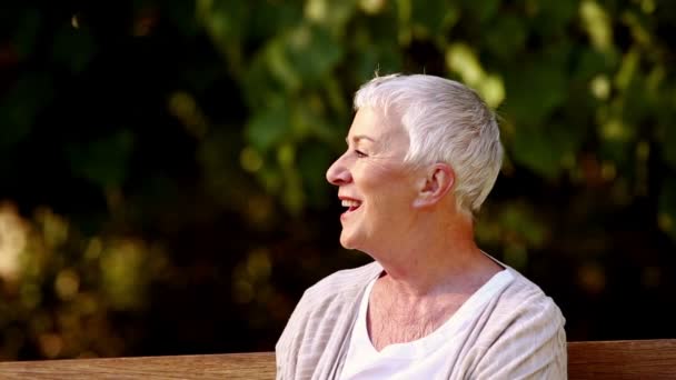 Elderly couple on a park bench — Stock Video