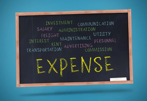 Expense written in yellow with a chalk — Stock Photo, Image