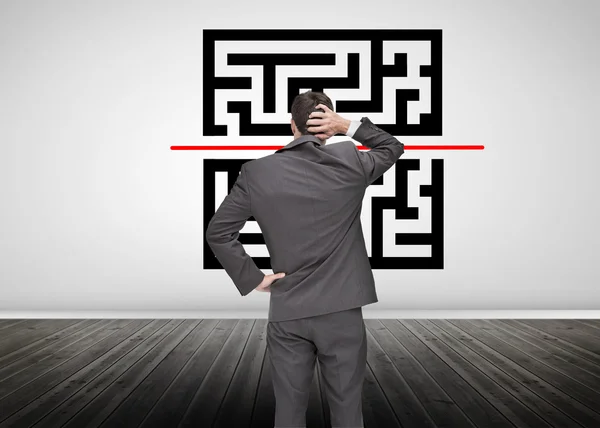 Businessman looking at qr code — Stock Photo, Image