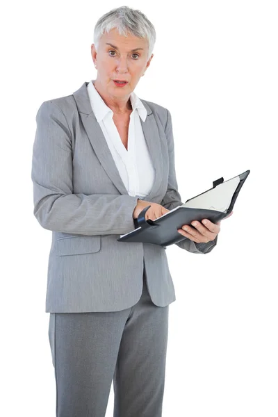 Businesswoman holding her diary — Stock Photo, Image