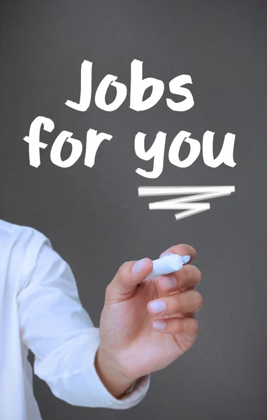 Businessman writing jobs for you with a marker — Stock Photo, Image