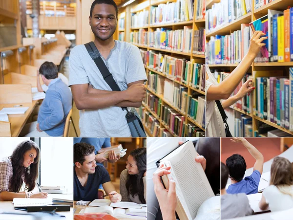 Montage with pictures of cheerful students — Stock Photo, Image