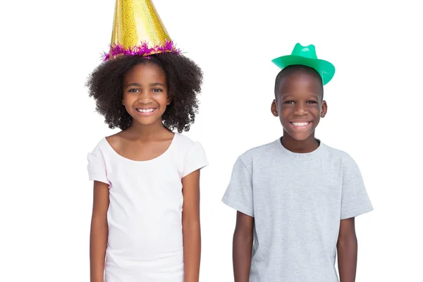 Kids wearing party hats — Stock Photo, Image