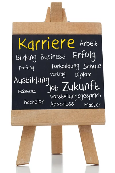 Career written in yellow with a chalk in german — Stock Photo, Image