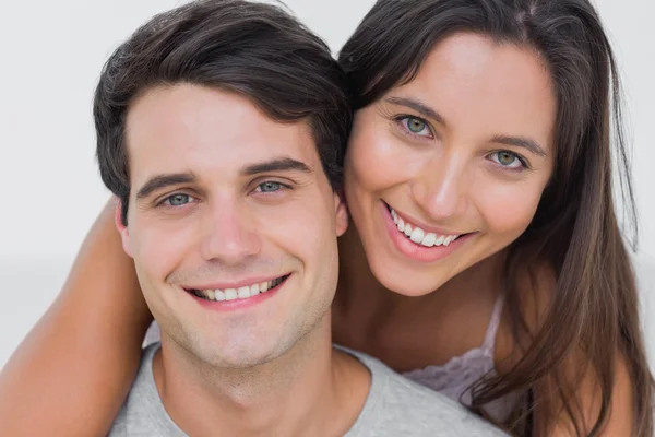 Portrait of a woman embracing her partner — Stock Photo, Image