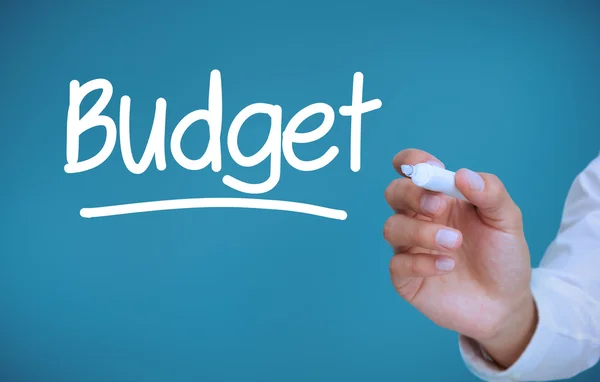 Hand skriva budget — Stockfoto