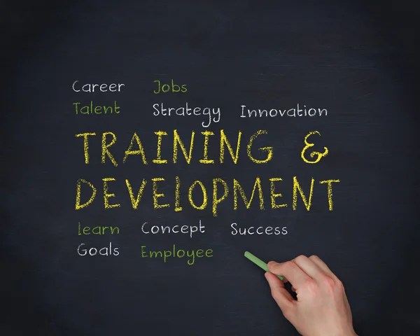Hand writing training and development with a chalk — Stock Photo, Image