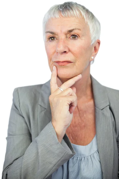 Denken vrouw weg op zoek — Stockfoto