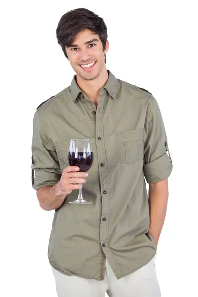 Bel homme avec verre de vin — Photo