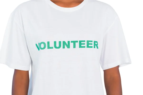 Woman wearing volunteer tshirt — Stock Photo, Image